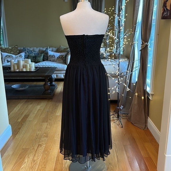 Vintage Lace Chiffon Black Strapless Dress Sz7-8 - Picture 5 of 13